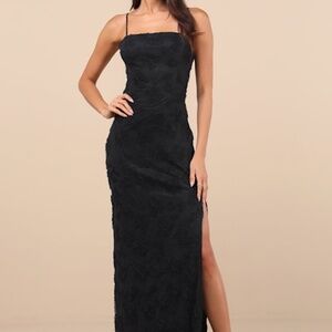 Lulus Joni Black 3d Applique Lace Maxi Dress - Size S
